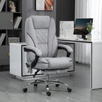 Fauteuil de bureau massant Vinsetto avec 6 points de vibration, fauteuil pivotant avec hauteur réglable et repose-pieds, gris