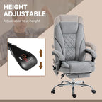 Fauteuil de bureau massant Vinsetto avec 6 points de vibration, fauteuil pivotant avec hauteur réglable et repose-pieds, gris
