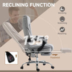 Fauteuil de bureau massant Vinsetto avec 6 points de vibration, fauteuil pivotant avec hauteur réglable et repose-pieds, gris