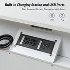 Jennifer 2 - Table de chevet à tiroirs avec prises intégrées et plateau coulissant, lot de 2, par HULALA HOME