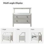 Jennifer 2 - Table de chevet à tiroirs avec prises intégrées et plateau coulissant, lot de 2, par HULALA HOME
