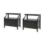 Jennifer 2 - Table de chevet à tiroirs avec prises intégrées et plateau coulissant, lot de 2, par HULALA HOME