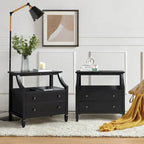 Jennifer 2 - Table de chevet à tiroirs avec prises intégrées et plateau coulissant, lot de 2, par HULALA HOME