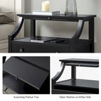 Jennifer 2 - Table de chevet à tiroirs avec prises intégrées et plateau coulissant, lot de 2, par HULALA HOME