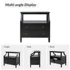 Jennifer 2 - Table de chevet à tiroirs avec prises intégrées et plateau coulissant, lot de 2, par HULALA HOME