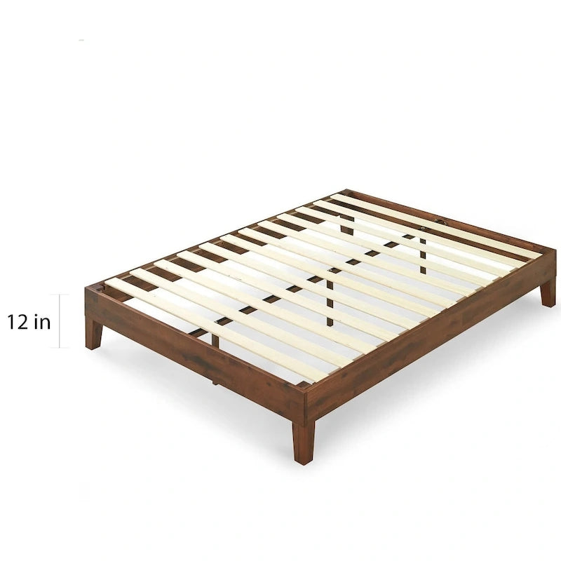 Lit plateforme Priage by Zinus Deluxe en bois massif expresso antique