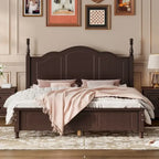 Cadre de lit plateforme Queen Size en bois, Lit plateforme style rétro