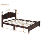 Cadre de lit plateforme Queen Size en bois, Lit plateforme style rétro