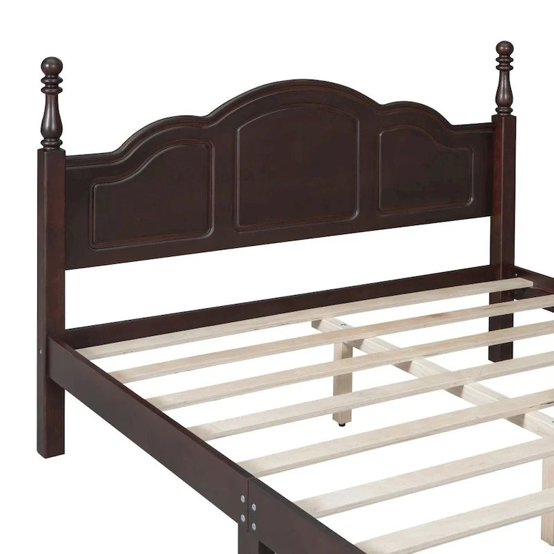 Cadre de lit plateforme Queen Size en bois, Lit plateforme style rétro