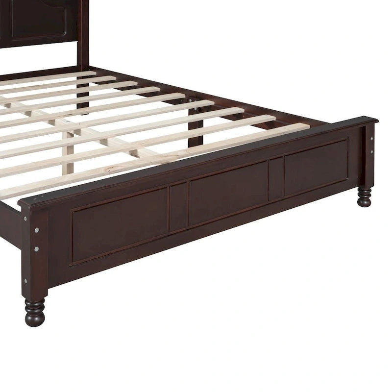 Cadre de lit plateforme Queen Size en bois, Lit plateforme style rétro