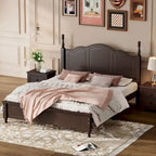 Cadre de lit plateforme Queen Size en bois, Lit plateforme style rétro