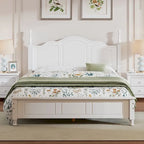 Cadre de lit plateforme Queen Size en bois, Lit plateforme style rétro