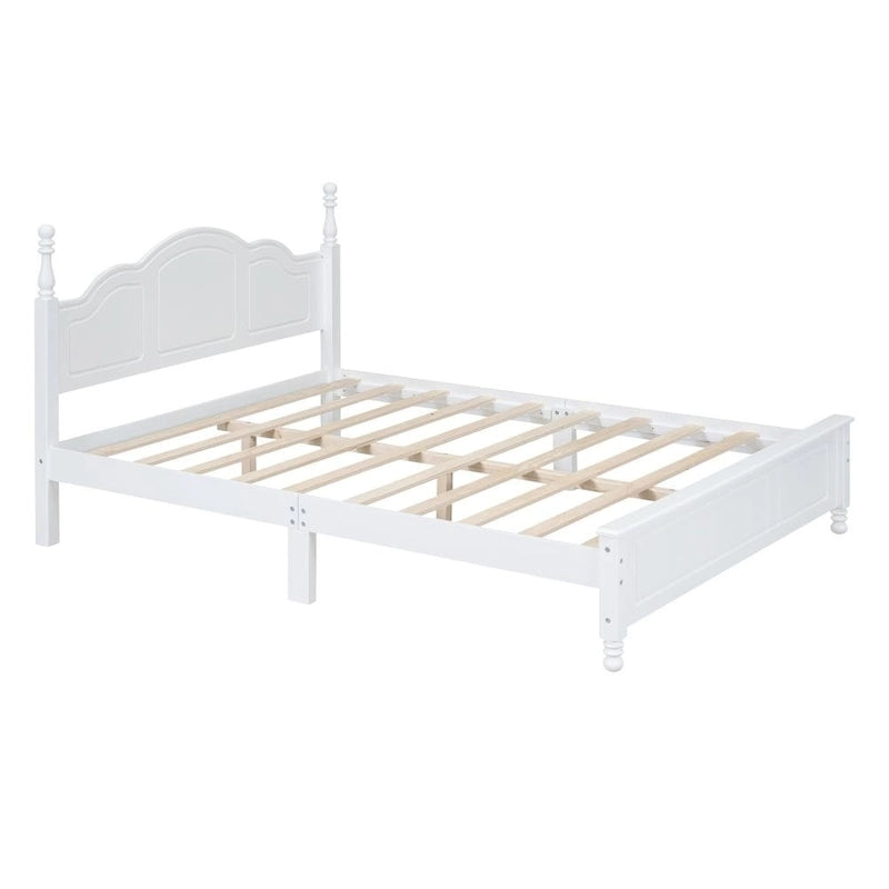 Cadre de lit plateforme Queen Size en bois, Lit plateforme style rétro