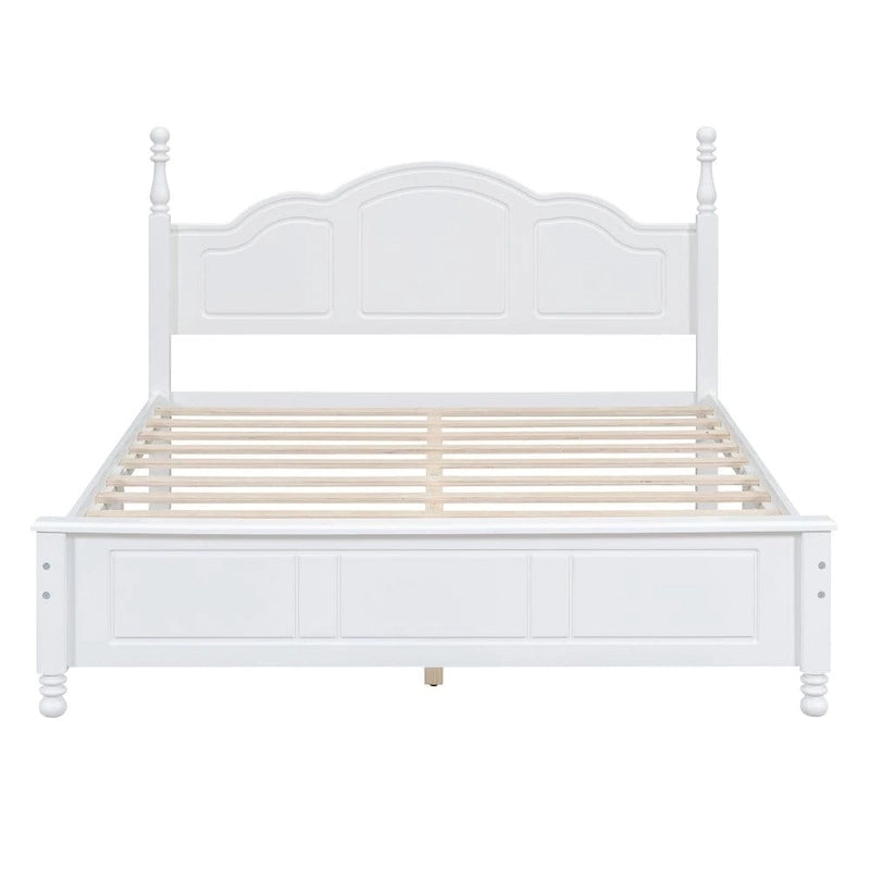 Cadre de lit plateforme Queen Size en bois, Lit plateforme style rétro