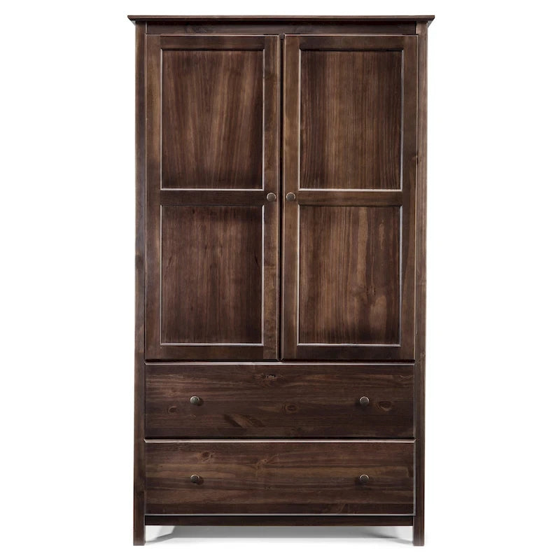 Grain Wood Furniture Shaker Armoire 2 portes en bois massif - 41x72x22