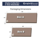 Grain Wood Furniture Shaker Armoire 2 portes en bois massif - 41x72x22