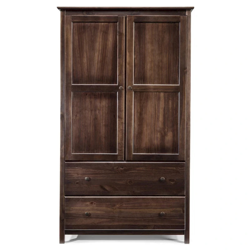 Grain Wood Furniture Shaker Armoire 2 portes en bois massif - 41x72x22