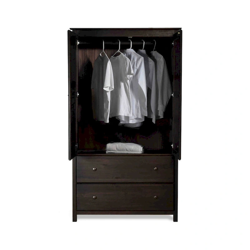 Grain Wood Furniture Shaker Armoire 2 portes en bois massif - 41x72x22