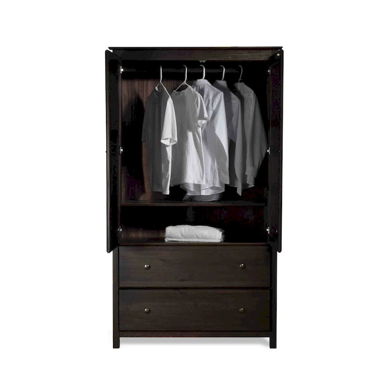 Grain Wood Furniture Shaker Armoire 2 portes en bois massif - 41x72x22