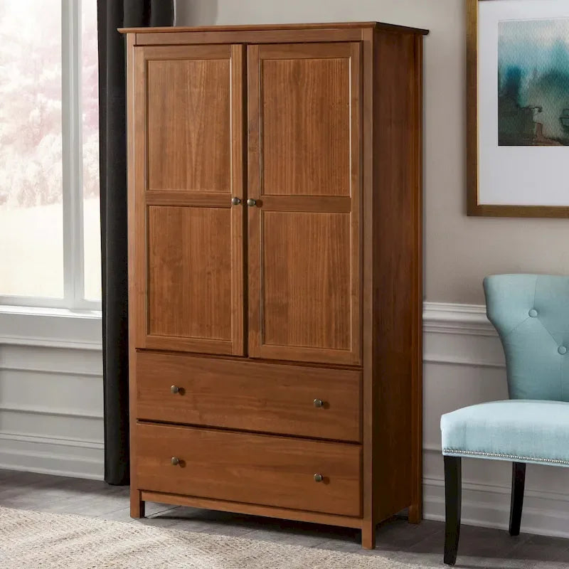 Grain Wood Furniture Shaker Armoire 2 portes en bois massif - 41x72x22