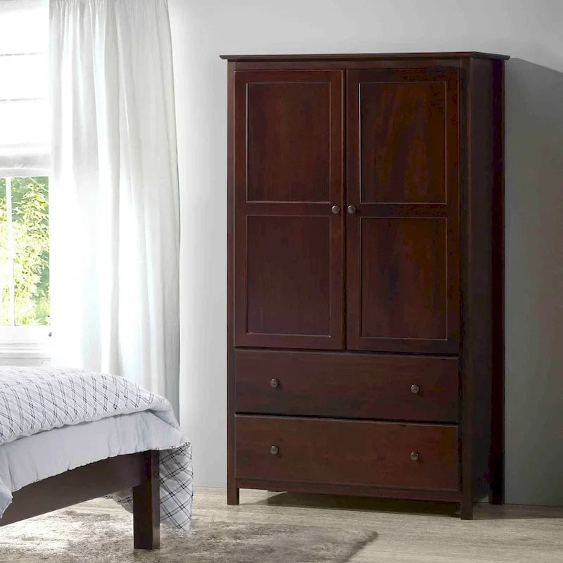 Grain Wood Furniture Shaker Armoire 2 portes en bois massif - 41x72x22