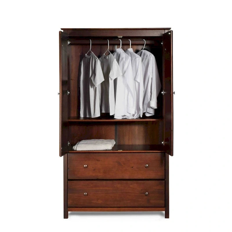 Grain Wood Furniture Shaker Armoire 2 portes en bois massif - 41x72x22