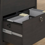 Bureau en L avec classeur latéral et bibliothèque en noir vintage