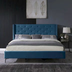 Lit plateforme tapissé en velours California King