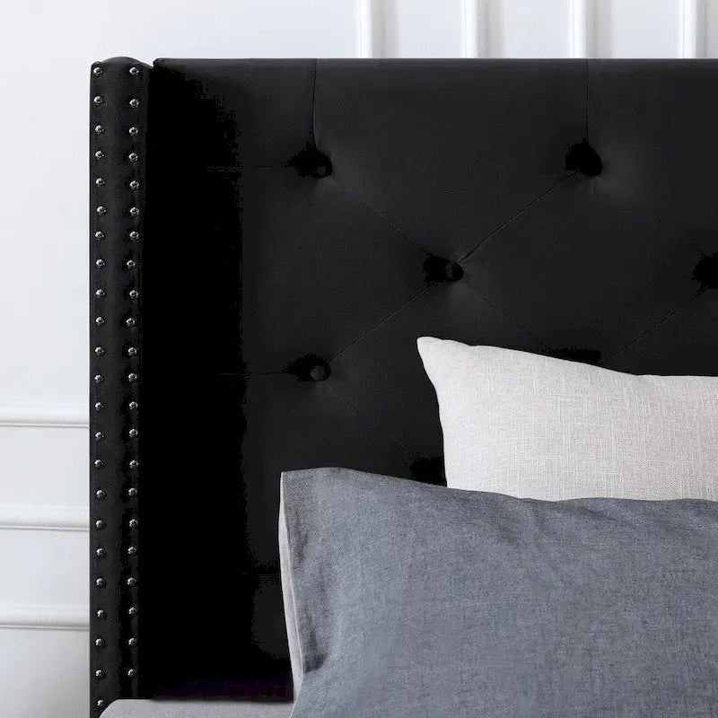Lit plateforme tapissé en velours California King
