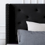 Lit plateforme tapissé en velours California King