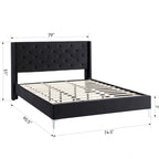 Lit plateforme tapissé en velours California King