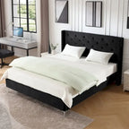 Lit plateforme tapissé en velours California King