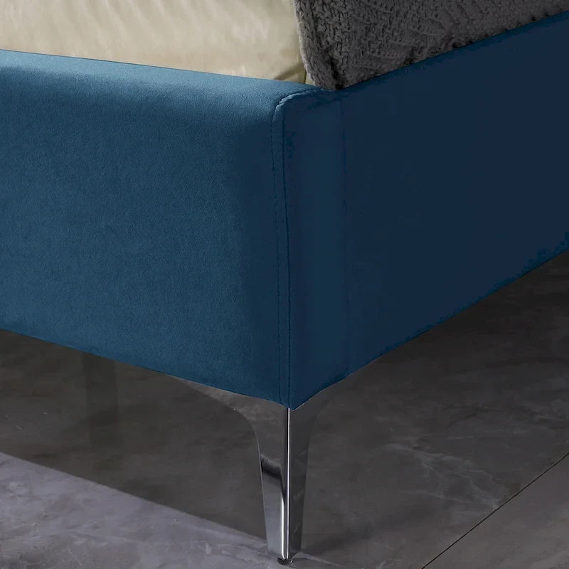 Lit plateforme tapissé en velours California King