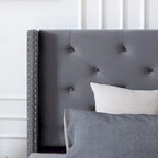 Lit plateforme tapissé en velours California King