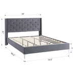 Lit plateforme tapissé en velours California King