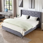 Lit plateforme tapissé en velours California King