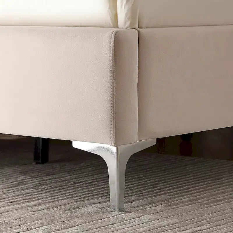 Lit plateforme tapissé en velours California King