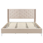 Lit plateforme tapissé en velours California King