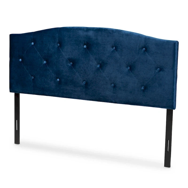 Tête de lit capitonnée en velours Leone moderne et contemporain – Bleu marine
