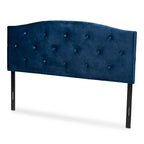 Tête de lit capitonnée en velours Leone moderne et contemporain – Bleu marine