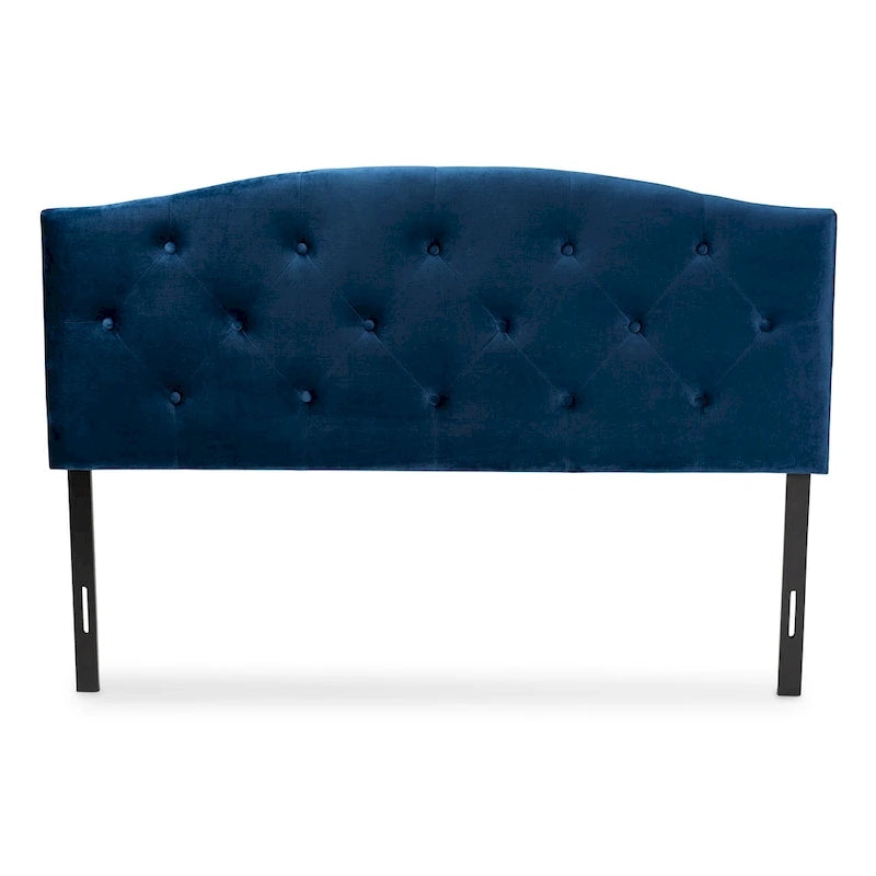 Tête de lit capitonnée en velours Leone moderne et contemporain – Bleu marine