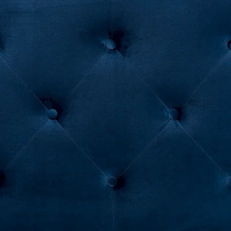 Tête de lit capitonnée en velours Leone moderne et contemporain – Bleu marine
