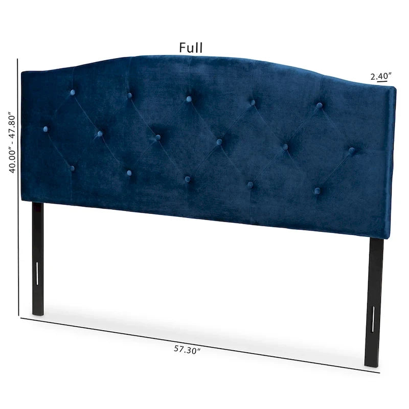 Tête de lit capitonnée en velours Leone moderne et contemporain – Bleu marine