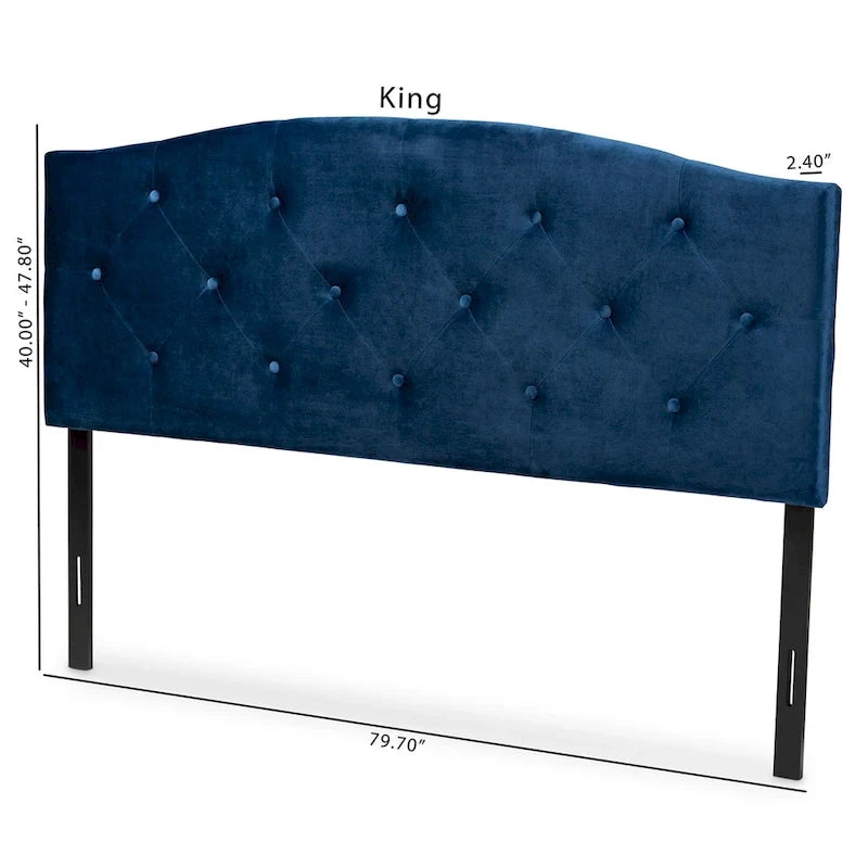 Tête de lit capitonnée en velours Leone moderne et contemporain – Bleu marine