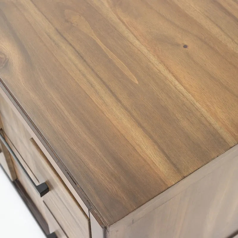 Table de chevet Tass en bois massif de transition à 2 tiroirs par Furniture of America