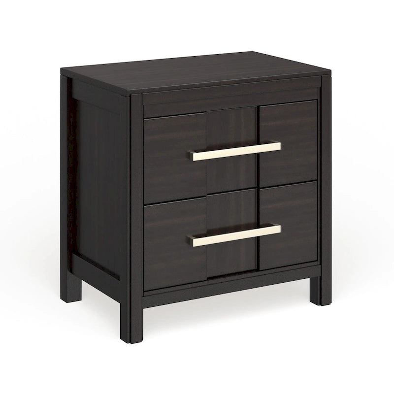 Table de chevet Tass en bois massif de transition à 2 tiroirs par Furniture of America