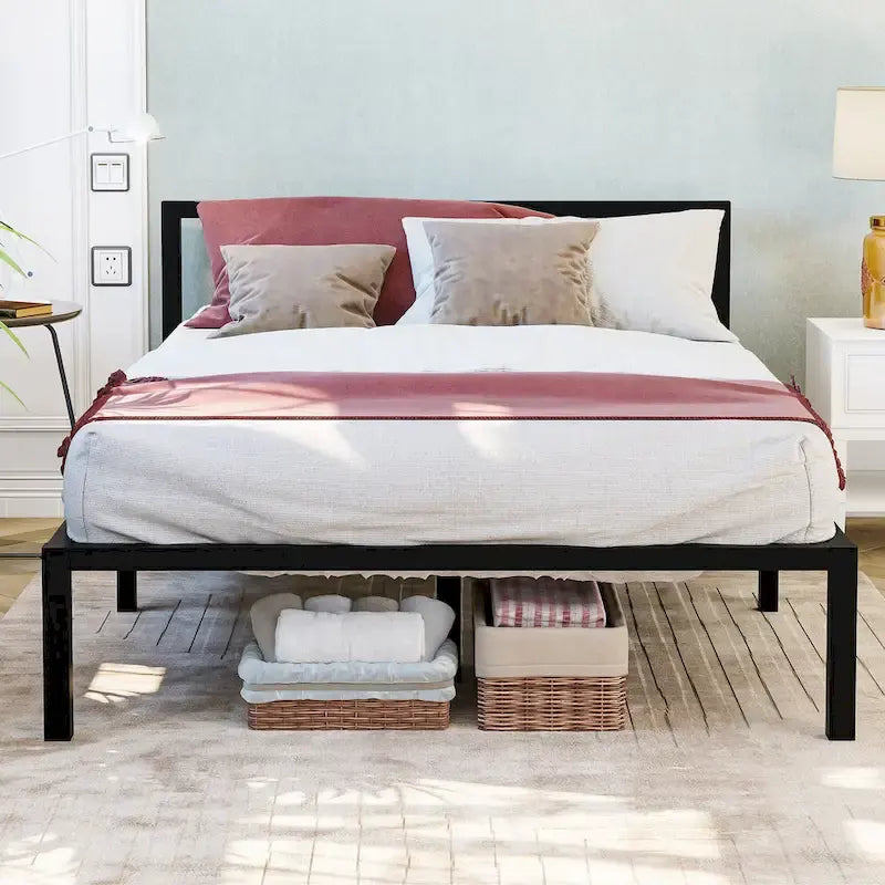 Cadre de lit plateforme moderne en métal King size