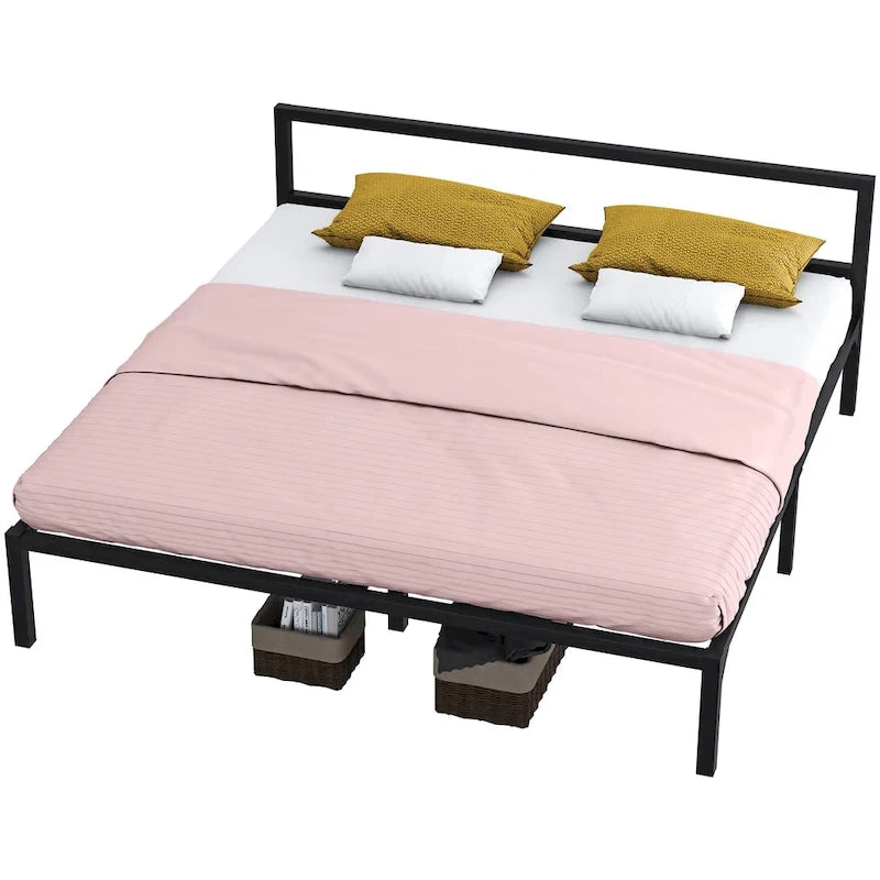 Cadre de lit plateforme moderne en métal King size
