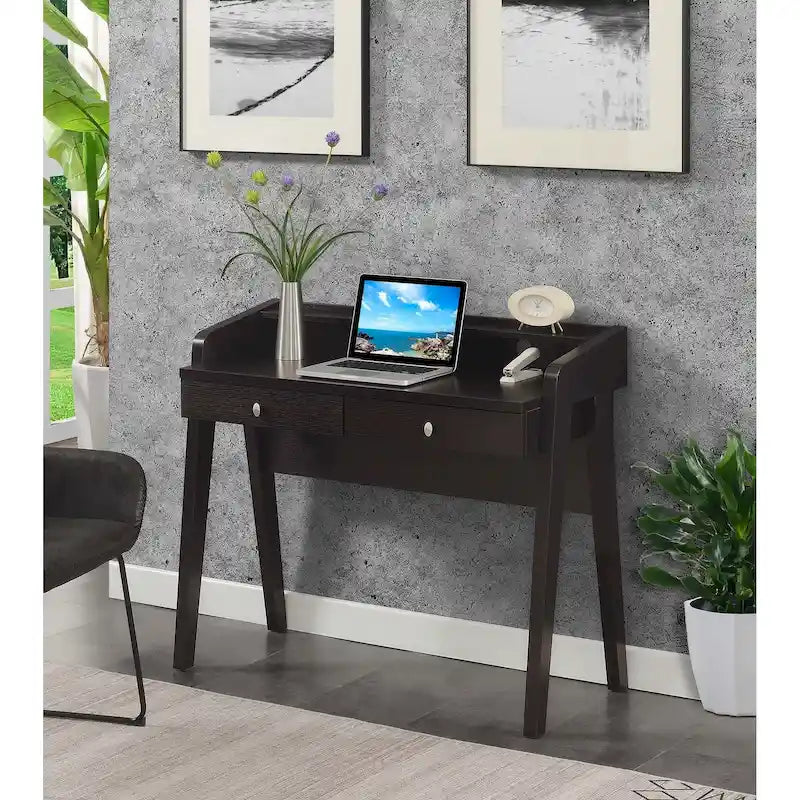 Bureau Newport Deluxe 2 tiroirs avec étagère Convenience Concepts