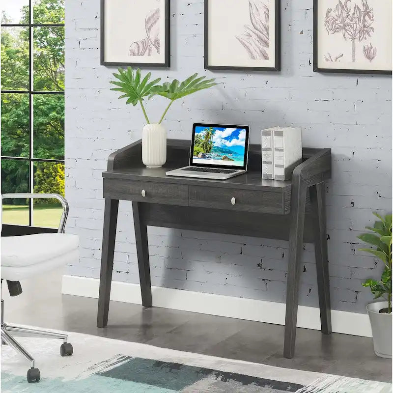 Bureau Newport Deluxe 2 tiroirs avec étagère Convenience Concepts